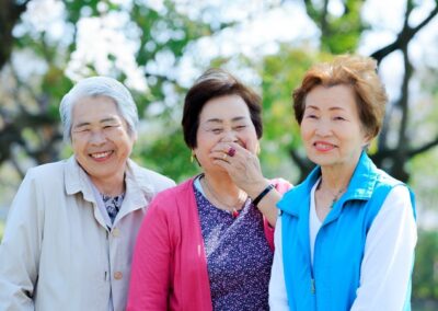 Group of senior women smiling outdoors
